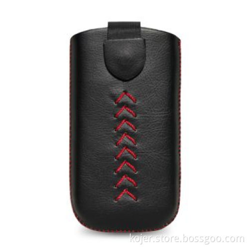 Mobile Phone Pouch, Made of Palm Vein PU Leather with Thread Sewn and Hidden Magnetic Button